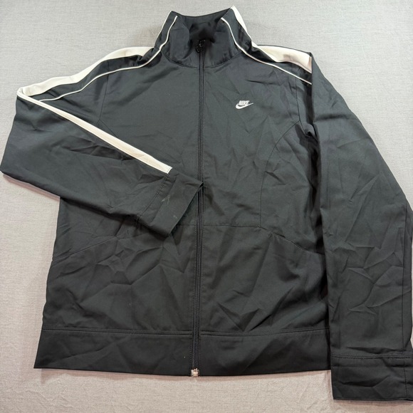 Nike Other - Nike Track Jacket Youth Large Black Good White Stripes Full Zip Sportswear
